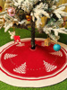 2023圣诞树裙圣诞节装饰用品，圣诞节针织树垫雪花，麋鹿毛线树底围裙