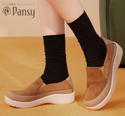 Pansy日本女休闲鞋轻便舒适厚底一脚蹬绒面妈妈鞋女士鞋秋款4103