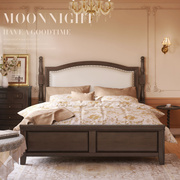 乡村美式实木床1.8m双人床现代简约婚床主卧室家具复古简美软包床