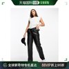 香港直邮潮奢asos女士barrelleg设计长筒仿皮，裤子(黑色)