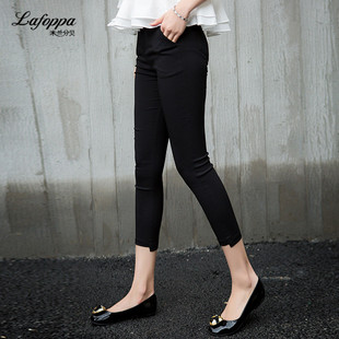 LAFOPPA 外穿打底裤女黑色弹力铅笔裤八分修身显瘦小脚裤有加绒款