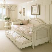美式法式复古做旧雕花多功能，儿童床沙发，床男女孩可拉伸储物沙发床
