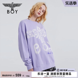 多肉葡萄BOYLONDON潮牌情侣款卫衣慵懒感涂鸦老鹰印花N03905