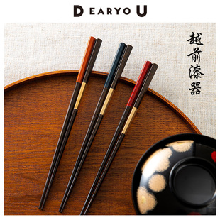 DEARYOU日本制越前漆器筷子寿司木筷日式六角筷怀石会席料理餐具