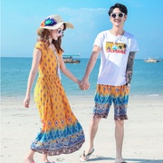 蜜月度假情侣装夏装泰国普吉岛三亚海边婚纱拍照民族风气质长裙女