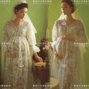 孕妇拍照服装照相馆法式复古油画风H高级感抹胸长裙礼服艺术