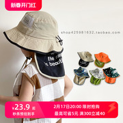 韩国儿童防晒帽夏季男童女童帽子男孩太阳帽渔夫帽宝宝遮阳帽
