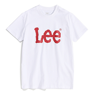 Lee大LOGO纯棉男女款情侣圆领短袖T恤打底体恤十个色L372253RXK14