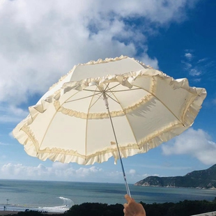 少女系小清新双花边长柄伞晴雨伞太阳伞遮阳伞创意雨伞Lolita裙伞