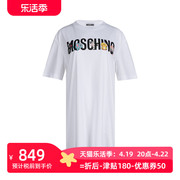 moschino莫斯奇诺女字母logo全棉短袖，t恤式连衣裙女士xy