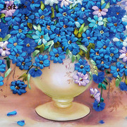 欧式丝带绣客厅挂画3D彩印版花卉非十字绣C-0213蓝语芳香