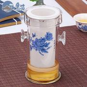 泡红茶专用茶具用品玻璃双耳冲茶器陶瓷花茶，泡茶壶茶杯小套装家用