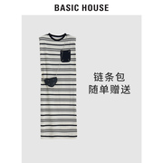 basichouse百家好23年夏连衣裙垫肩宽松背心裙b0143b57562