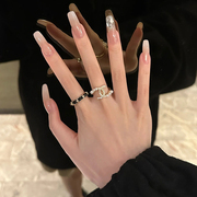 珍珠食指戒指女士2024小众设计高级感时尚，个性开口可调节指环