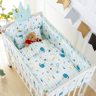 婴儿床上用品四件套宝宝床品套件，软包布艺床帏儿童床围纯棉可拆洗
