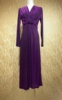 优雅高贵气质v领长袖，法式交叉显瘦连衣裙，紫色亮丝收腰大摆长裙女