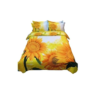 全棉3d立体印花床单四件套纯棉活性向日葵花被套2米双人床上用品