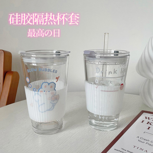 隔热防烫杯套透明水杯调味罐防滑玻璃杯硅胶保护套杯子水壶水瓶套