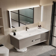 橡木浴室柜陶瓷一体盆奶油风浴室柜现代简约浴室柜陶瓷一体盆橡木