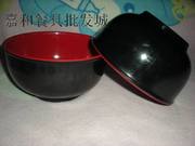 日韩式仿瓷塑料碗餐具米饭，直口汤碗面(汤，碗面)碗双色红黑光面中碗2167