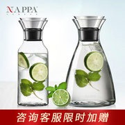 nappa冷水壶套装耐热高温透明玻璃丹麦solo大容量，水杯家用凉水壶
