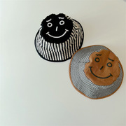 春秋儿童渔夫帽棉款宝宝，遮阳帽韩版平顶条纹2-6岁3男童帽子凹造型