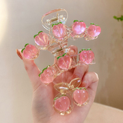 粉色 水蜜桃 抓夹 透明