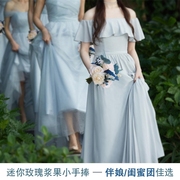 婚礼伴娘服女灰色高级感简约小众，缎面仙气平时可穿姐妹团伴娘礼服