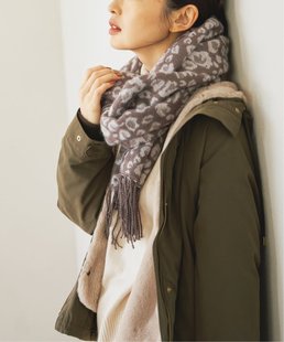 豹纹围巾披巾日本单IKKA尾货冬季仿羊绒保暖长形百搭加厚男女时尚
