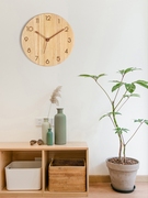 实木挂钟个性创意简约超静音，时钟客厅家用日式原木质时尚大气挂表