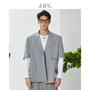 JDV男装商场同款春夏个性潮流撞色拼接短袖西服西装外套
