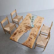 水德名雪创意茶桌环氧树脂河流桌子桌面版简约现代长方形实木餐桌