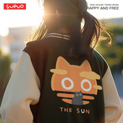 悦游moon&sun黑猫春季空气棉，棒球服外套男卫衣趣味原创设计潮牌