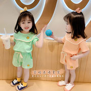 女童套装洋气2022韩版春夏，儿童卫衣网红男女宝宝两件套短袖潮