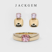 JACKGEM珠宝 小确幸 天然宝石戒指女紫宝石耳钉尖晶石戒指18K金F0