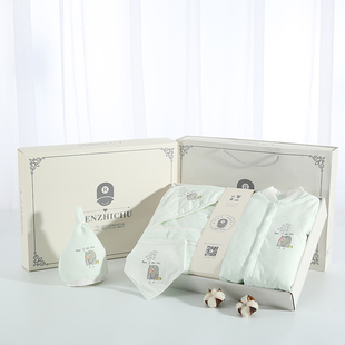 人之初新生儿棉衣套装礼盒冬季婴儿夹棉加厚哈衣初生宝宝满月礼物