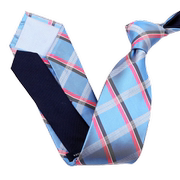 尖货出口美国休闲真丝，提花领带男士商务正装，8cm刺绣蓝红灰条纹