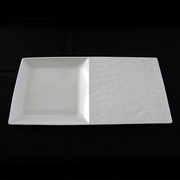 12英寸长方凹凸盘子 异形骨瓷纯白色西餐盘 创意高档骨质瓷餐