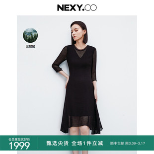 nexy.co奈蔻2024年春季轻盈舒爽时尚气质，经典大方连衣裙女