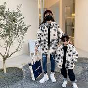 韩国母女装外套2021中大童毛毛衣韩版上衣羊糕绒秋冬季母子装