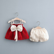 1-3岁女宝宝洋气套装夏装2周岁，婴儿衣服小女童吊带裙衫短裤两件套