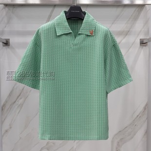 Liberclassy韩国23年夏季绿色翻领套头宽松短袖T恤Polo衫青年