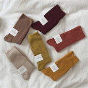 四季百搭多色袜男女通用凹型好搭配的纯色中筒袜堆堆袜短袜子棉袜