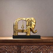 异丽东南亚风格家居泰国大象摆件实木木雕工艺品，泰式风情创意装饰