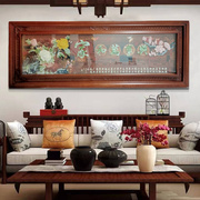 沙发背景墙画中式客厅装饰画，玉雕挂画立体浮雕，壁画家和万事兴挂件