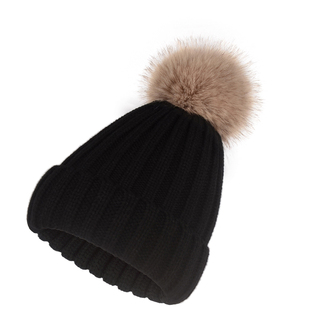 欧美秋冬针织帽仿貉子毛球毛线帽加绒加厚保暖帽子百搭亲子帽
