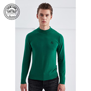 安杰安尼秋季刺绣修身深绿色男士针织薄款羊毛衫AJ823024533