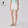 polowalk白色短裤女2024夏季小个子时尚休闲高腰，显瘦气质裤子