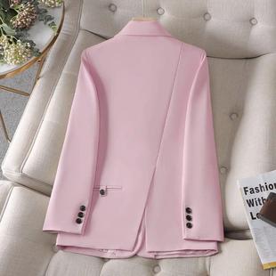 joliment粉红色西装外套女休闲百搭上衣后开叉，设计感洋气气质西服