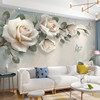 北欧浮雕玫瑰花电视背景墙壁纸墙布客厅2024沙发卧室壁布壁画轻奢